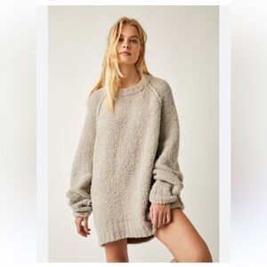 Free People Mushroom Teddy Sweater in Silver Clouds colorway in size M